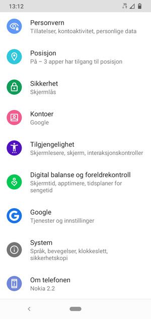 Bla til og velg Sikkerhet
