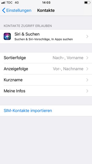 Scrollen Sie und wählen Sie SIM-Kontakte importieren