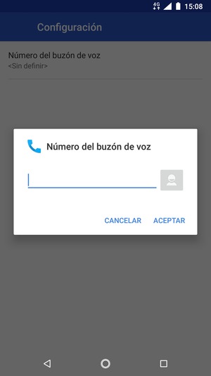 Introduzca el Número del buzón de voz y seleccione ACEPTAR