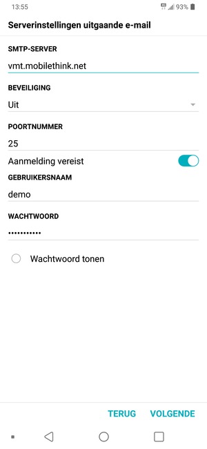 Voer Uitgaand serveradres in