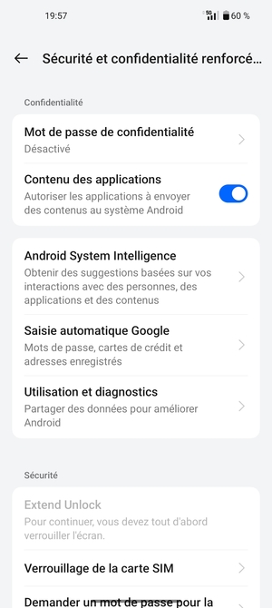 Faites défiler et sélectionnez Verrouillage de la carte SIM