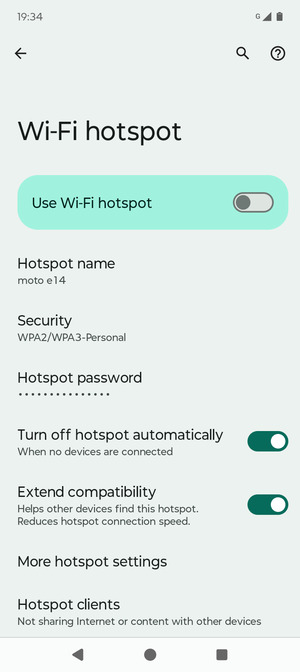 Select Hotspot password