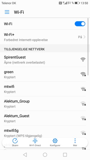 Velg det trådløse nettverket du vil koble til