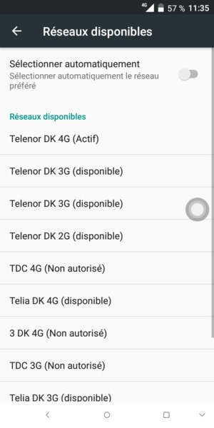 Sélectionnez un opérateur réseau dans la liste
