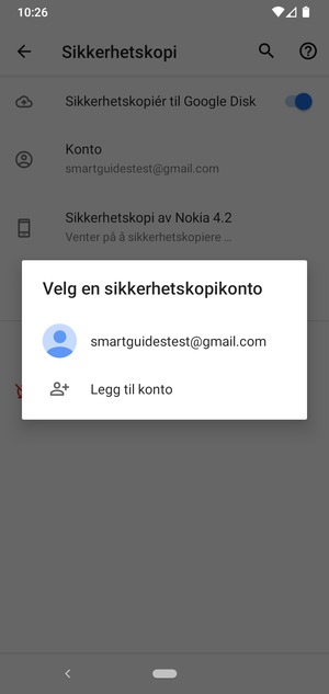 Velg sikkerhetskopi-kontoen din