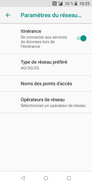 Activer ou désactiver Itinérance