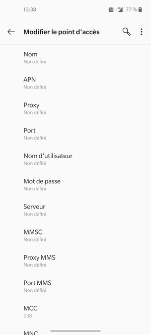Saisissez les informations Internet