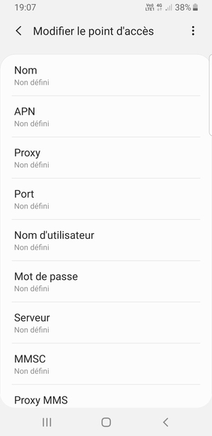Saisissez les informations Internet
