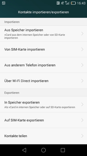 Wählen Sie Von SIM-Karte importieren