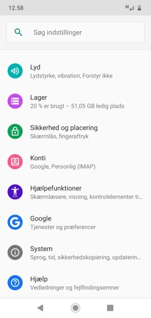 Scroll til og vælg Konti