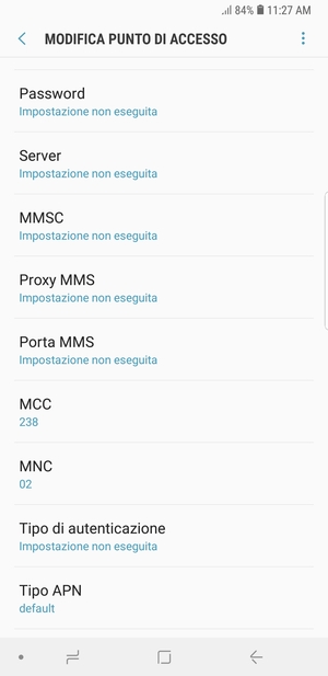 Scorri verso il basso e inserisci le informazioni di internet