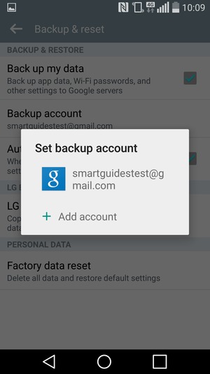 Select your backup account
