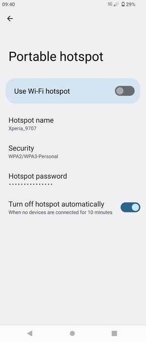 Select Hotspot password