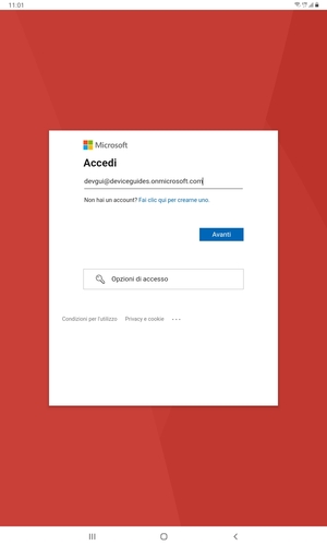 Inserisci il tuo indirizzo Hotmail e seleziona Avanti