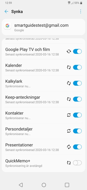 Dina kontakter från Google kommer nu att synkroniseras med din telefon