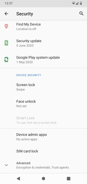 Scroll to and select SIM card lock