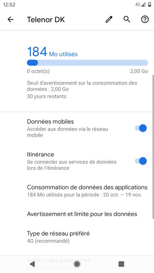 Activer ou désactiver Itinérance