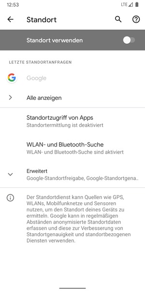 Schalten Sie Standort verwenden aus