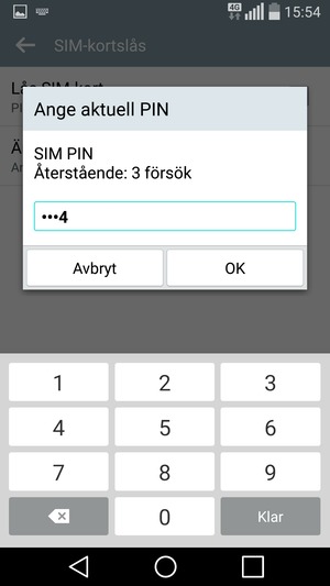 Ange Aktuell SIM PIN och välj OK