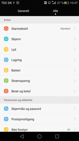 Bla til og velg Strømsparing