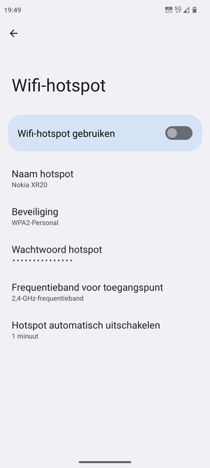 Selecteer Wachtwoord hotspot