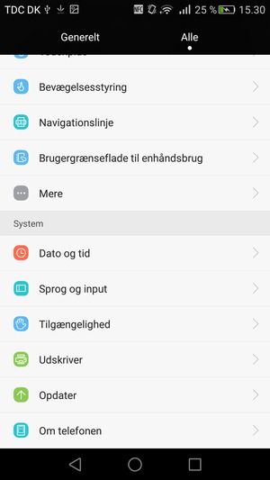 Scroll til og vælg Opdater