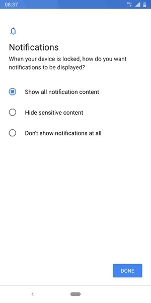 Select your preferred option and select DONE