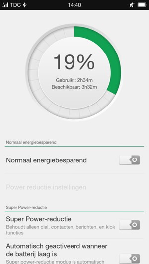Schakel Normaal energiebesparend in
