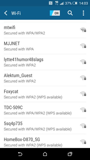 Select the wireless network you want to connect to
