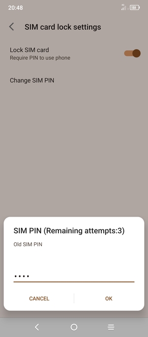 Enter your Old SIM PIN and select OK