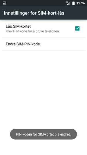 Din PIN-kode for SIM-kort er endret