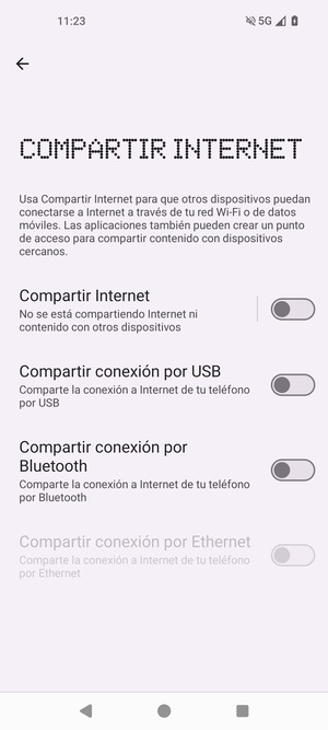 Seleccione Compartir Internet