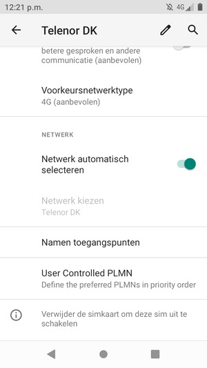 Om van netwerk te wisselen in geval van netwerk problemen, schakel Netwerk automatisch selecteren uit