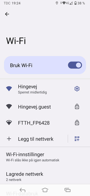 Du er nå koblet til Wi-Fi-nettverket