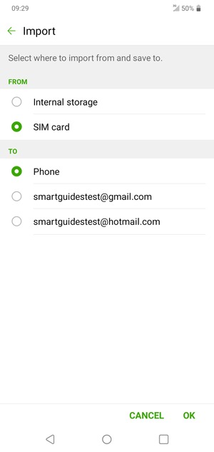 Select SIM card