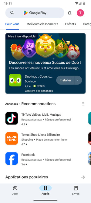 Sélectionnez la barre de Recherche