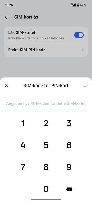 Bekreft din nye PIN-kode for SIM-kort og velg OK