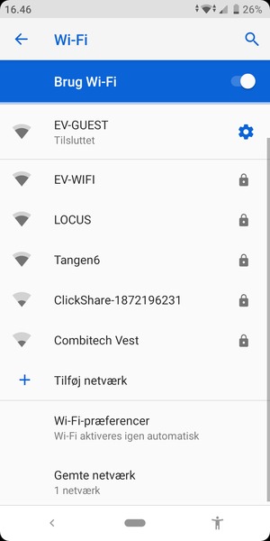 Du er nu tilsluttet Wi-Fi netværket