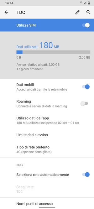 Disattiva Seleziona rete automaticamente