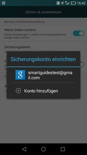 Wählen Sie Ihr Konto für Backup