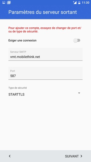 Sélectionnez Type de sécurité