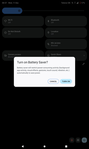 Select TURN ON