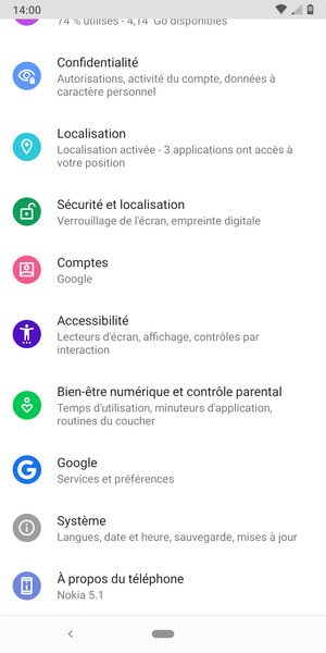 Faites défiler et sélectionnez Sécurité et localisation