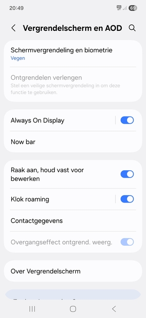 Selecteer Schermvergrendeling en biometrie