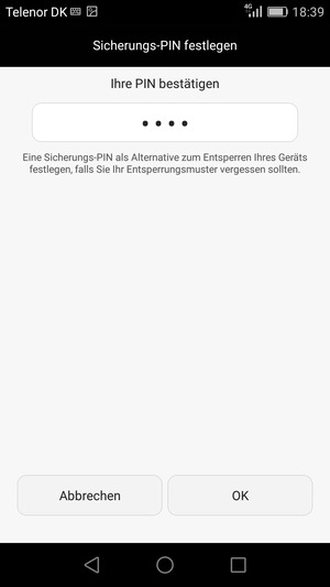 Bestätigen Sie Ihre Sicherungs-PIN und wählen Sie OK