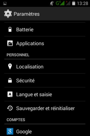 Faites défiler et sélectionnez Sécurité