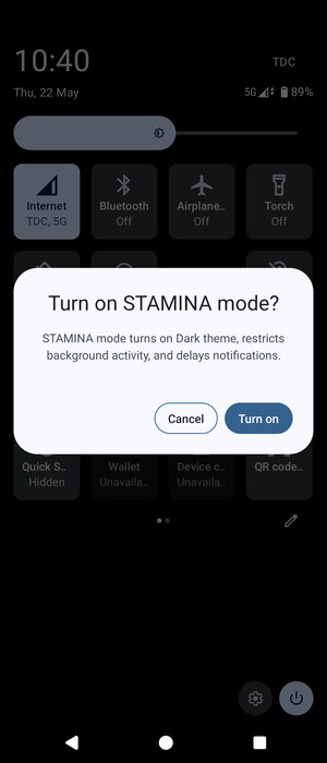 Select Turn on