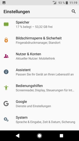 Scrollen Sie und wählen Sie System