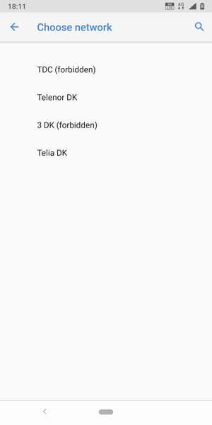 Select a network operator from the list