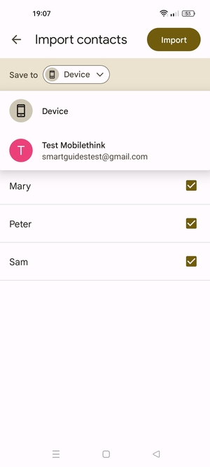 Select your Google account
